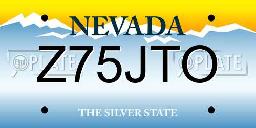 Z75JTO Nevada License Plate