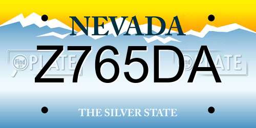 Z765DA Nevada License Plate