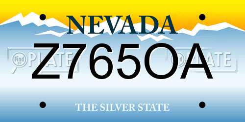 Z765OA Nevada License Plate