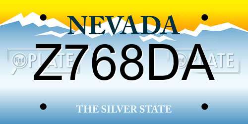 Z768DA Nevada License Plate