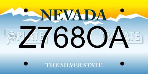 Z768OA Nevada License Plate