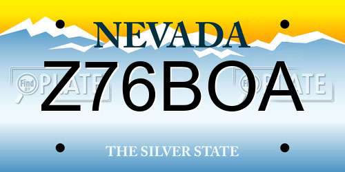 Z76BOA Nevada License Plate