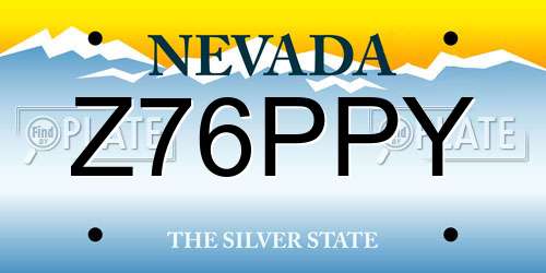 Z76PPY Nevada License Plate