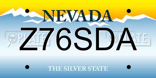 Z76SDA Nevada License Plate