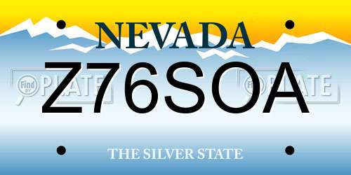Z76SOA Nevada License Plate