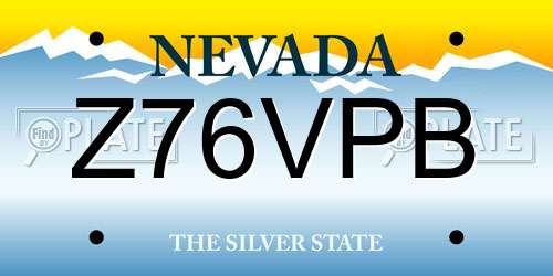 Z76VPB Nevada License Plate