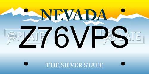 Z76VPS Nevada License Plate