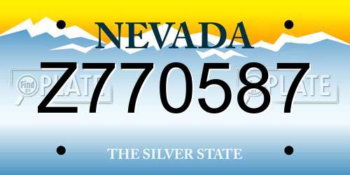 Z770587 Nevada License Plate