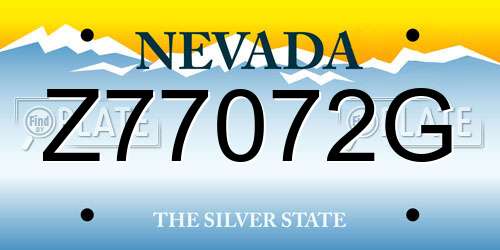 Z77072G Nevada License Plate