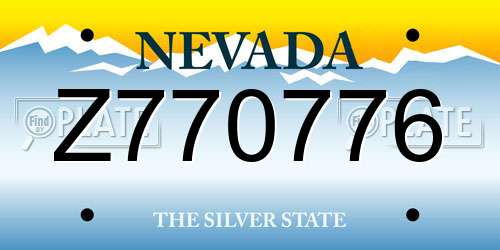 Z770776 Nevada License Plate