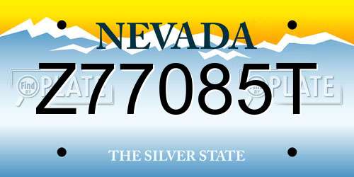 Z77085T Nevada License Plate