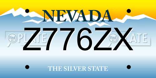 Z776ZX Nevada License Plate