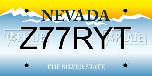Z77RYT Nevada License Plate