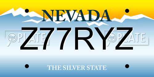 Z77RYZ Nevada License Plate