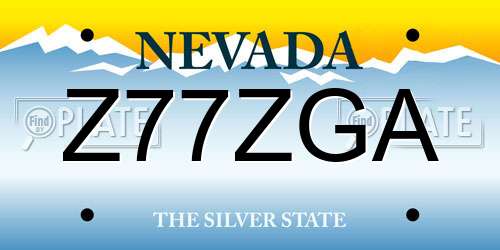 Z77ZGA Nevada License Plate