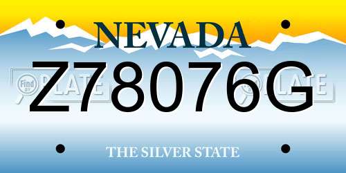 Z78076G Nevada License Plate