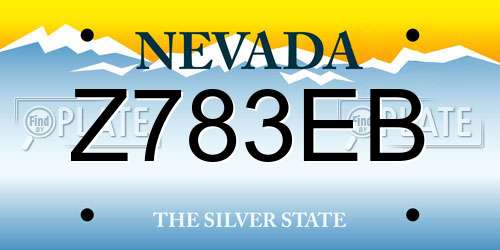 Z783EB Nevada License Plate