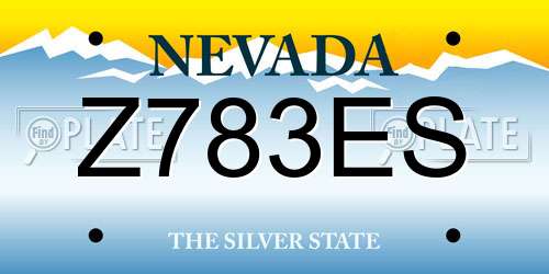 Z783ES Nevada License Plate
