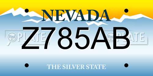 Z785AB Nevada License Plate