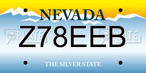 Z78EEB Nevada License Plate