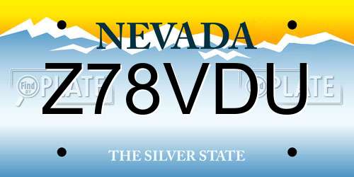 Z78VDU Nevada License Plate