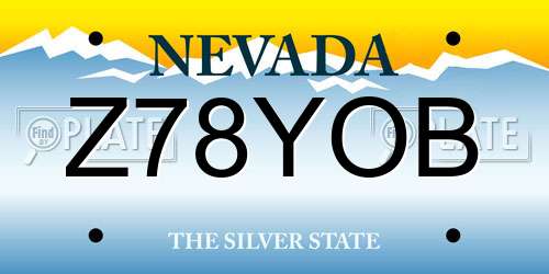 Z78YOB Nevada License Plate