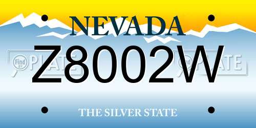 Z8002W Nevada License Plate