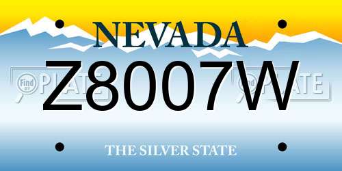 Z8007W Nevada License Plate