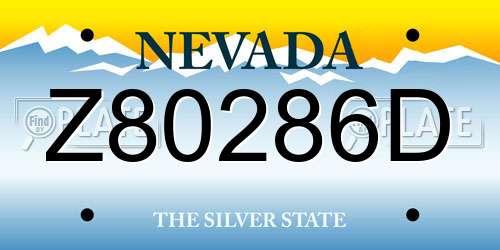 Z80286D Nevada License Plate