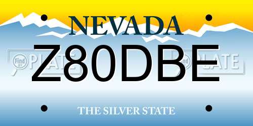 Z80DBE Nevada License Plate