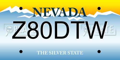 Z80DTW Nevada License Plate