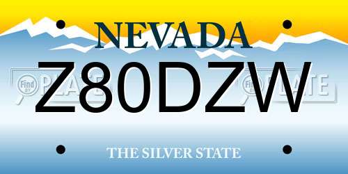 Z80DZW Nevada License Plate