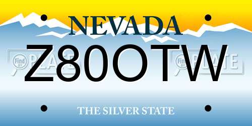 Z80OTW Nevada License Plate