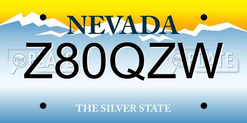 Z80QZW Nevada License Plate