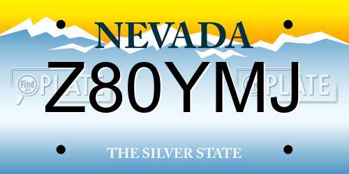 Z80YMJ Nevada License Plate