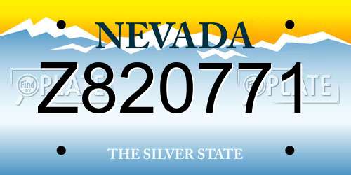Z820771 Nevada License Plate