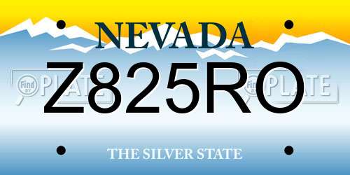 Z825RO Nevada License Plate