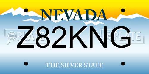Z82KNG Nevada License Plate