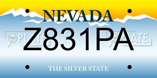 Z831PA Nevada License Plate
