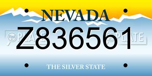 Z836561 Nevada License Plate