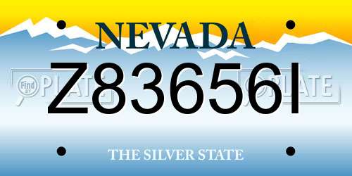 Z83656I Nevada License Plate