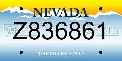 Z836861 Nevada License Plate