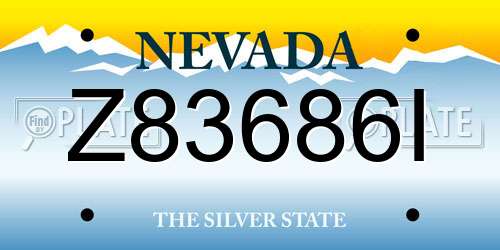 Z83686I Nevada License Plate