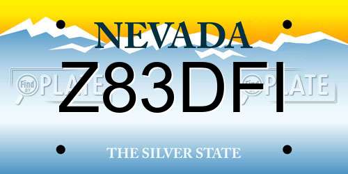 Z83DFI Nevada License Plate