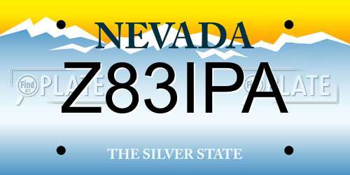 Z83IPA Nevada License Plate