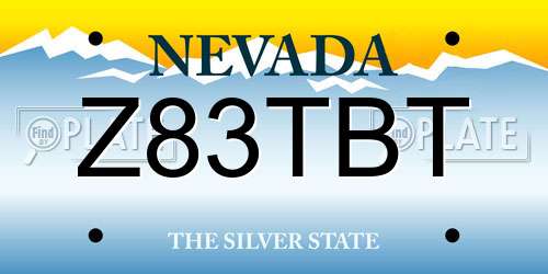 Z83TBT Nevada License Plate