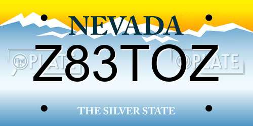 Z83TOZ Nevada License Plate