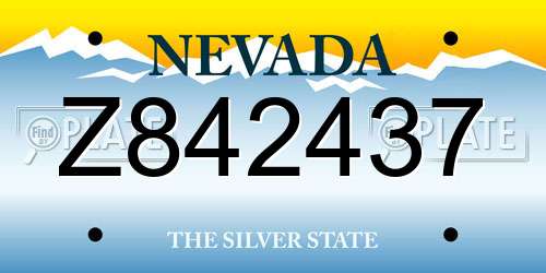 Z842437 Nevada License Plate