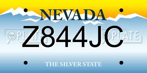 Z844JC Nevada License Plate
