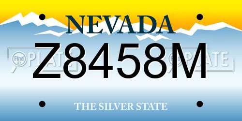 Z8458M Nevada License Plate